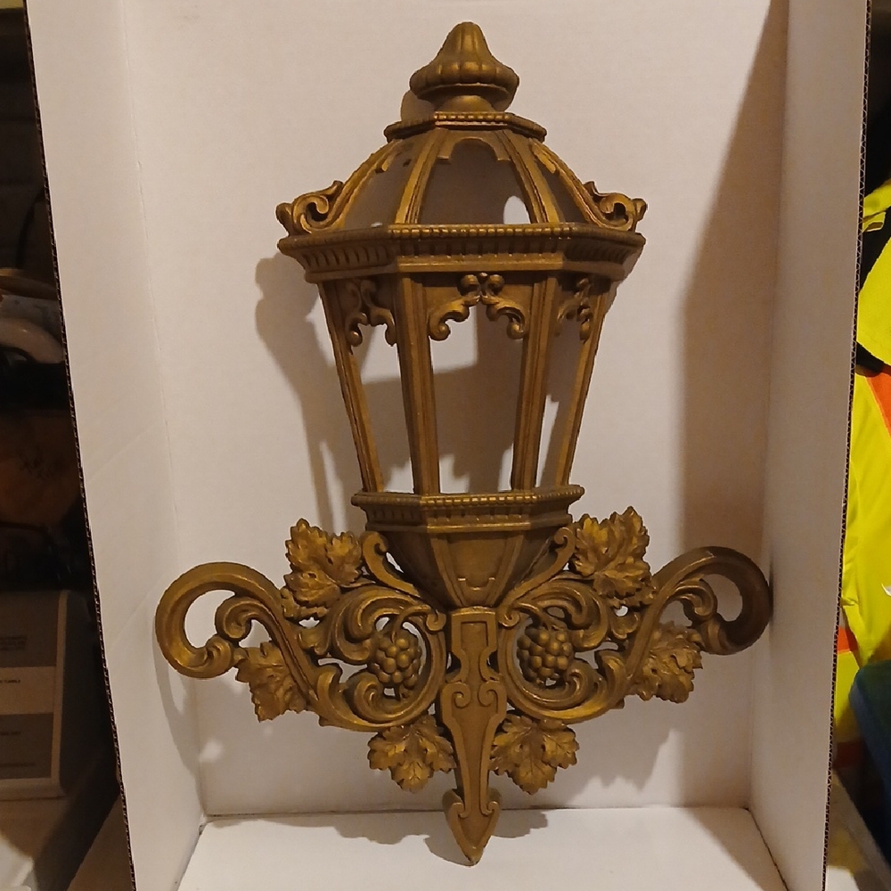 Vintage 80s Homco Gold Decorative Lantern Hollywood Regency Mcm Ornate Gold